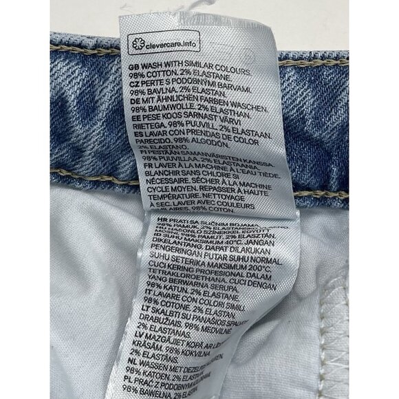 H&M &Denim Womens SIZE 2 Light Wash Mom JEANS Ultra High Waist Distressed EUC - Picture 7 of 7